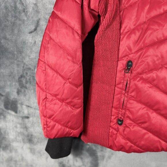 NAUTICA Sz 2XL Womens Coat Red Stretch Side Jacket Quilted Puffer Faux Fur  XXL - Picture 3 of 12